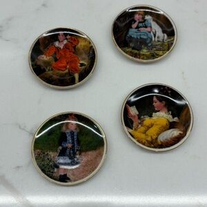 4 Vintage Mini Plates with Famous Edwardian Paintings Butter Pats Teabag Park